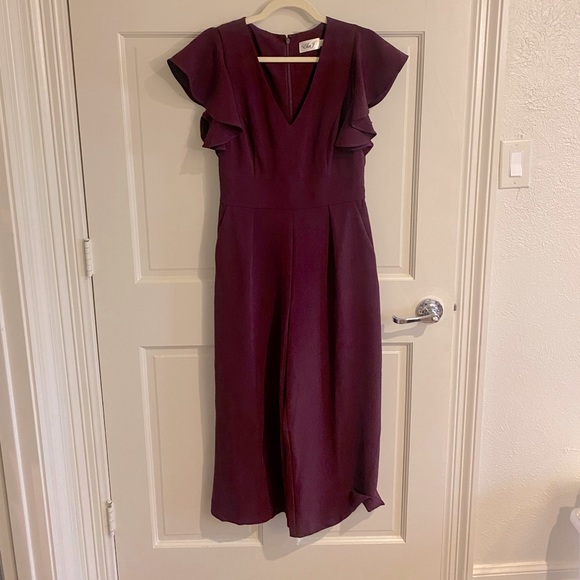 NWOT Eliza J Wide-leg Jumpsuit Romper in Plum - Picture 1 of 4